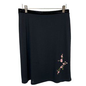 Vintage 90s Black Above Knee Pull On Semi Sheer Skirt Medium